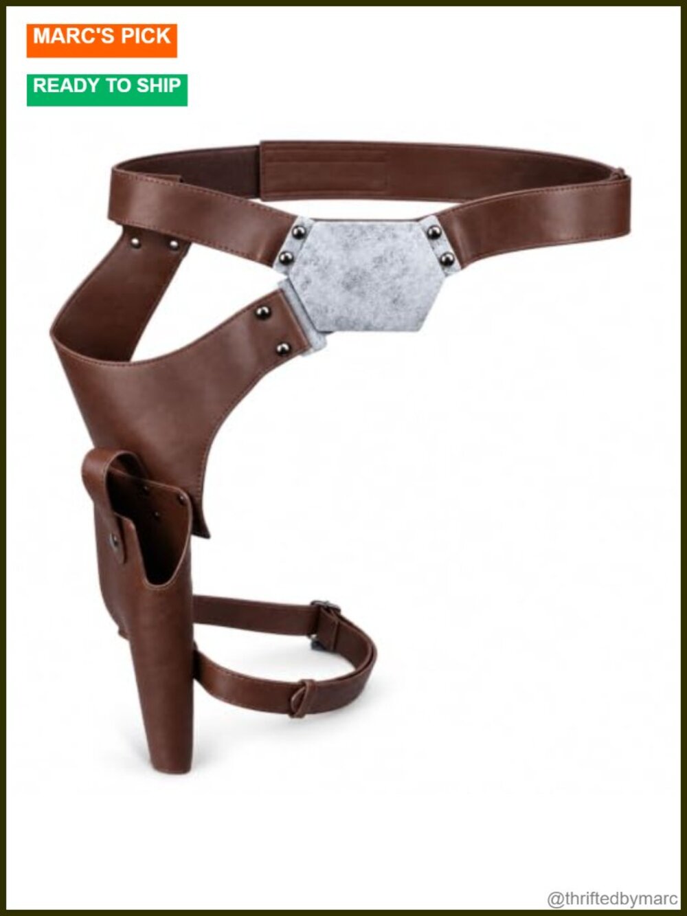 PU Leather Holster Belt with Pouches Hook & Loop Closure Cosplay Costume